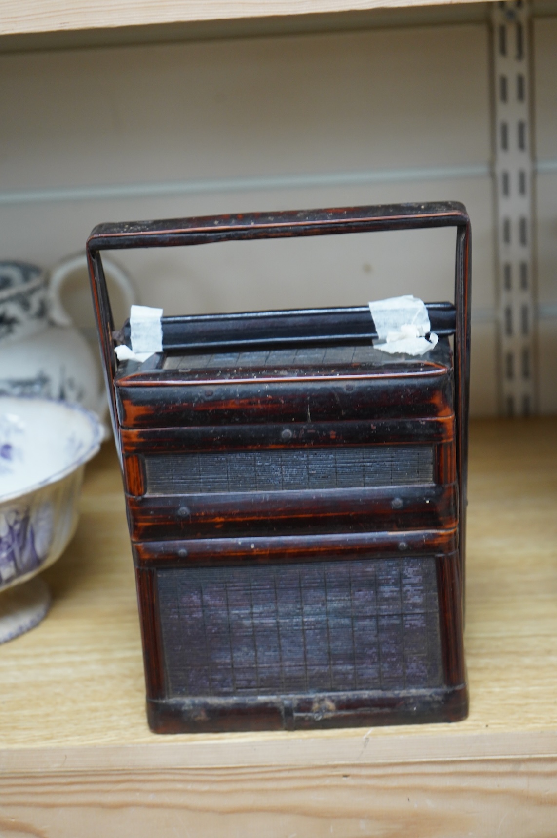 An 18th / 19th century Chinese bamboo picnic box, 23cm high